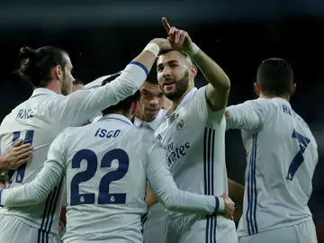 El Real Madrid celebra un gol El Real Madrid celebra un gol