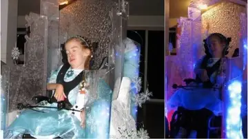 Niña disfrazada de Frozen Niña disfrazada de Frozen