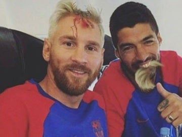 Montaje de Luis Suárez y Leo Messi