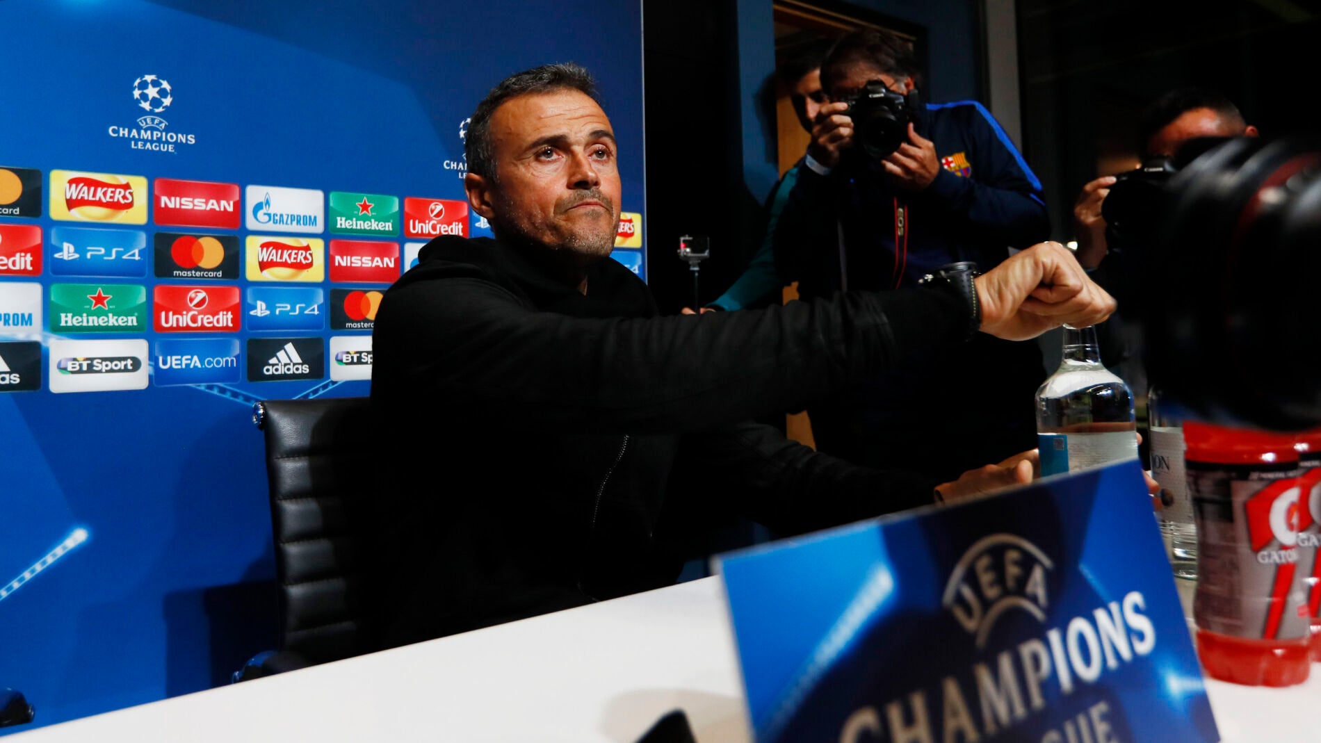 Luis Enrique, en rueda de prensa en Manchester