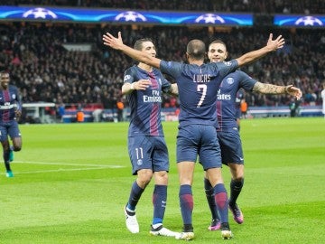 Los jugadores del PSG celebran un gol en el Parque de los Príncipes Los jugadores del PSG celebran un gol en el Parque de los Príncipes