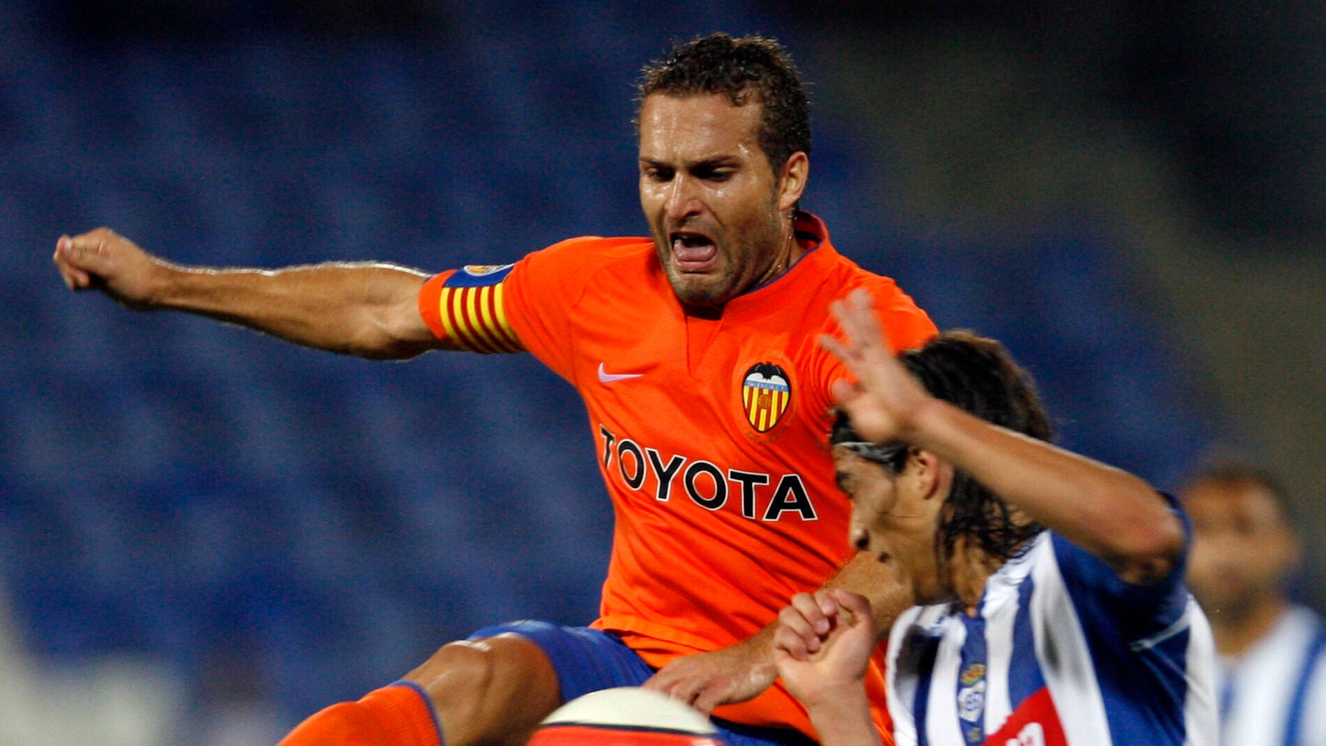 Baraja en un partido con el Valencia frente al Recreativo de Huelva