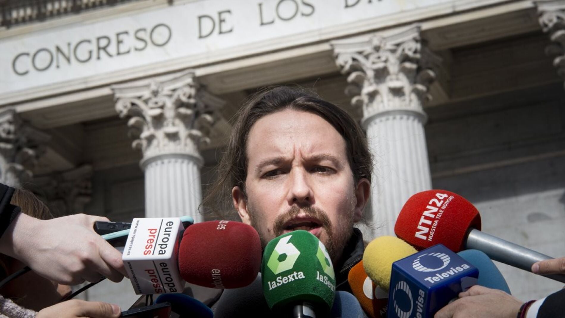 Pablo Iglesias ante los medios