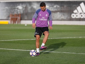 Casemiro, en el entrenamiento del Real Madrid