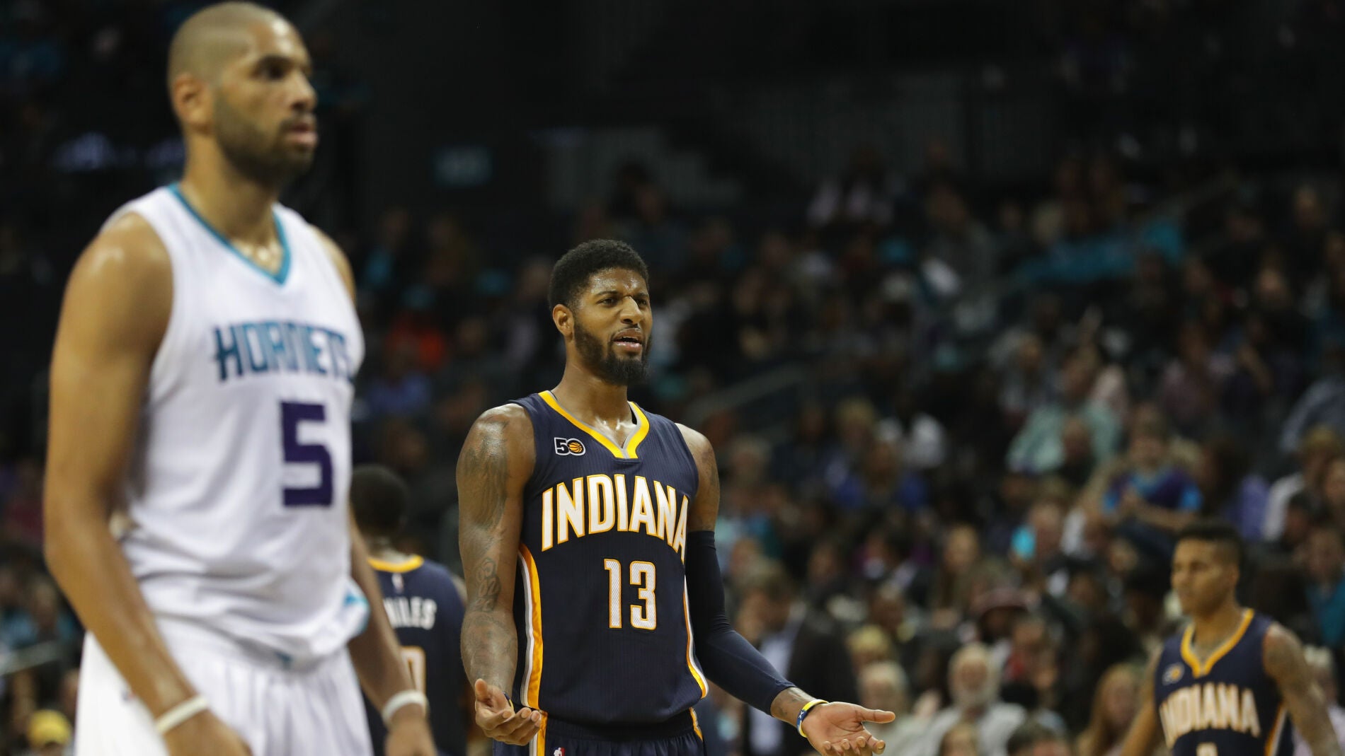 Paul George, en un partido de los Pacers