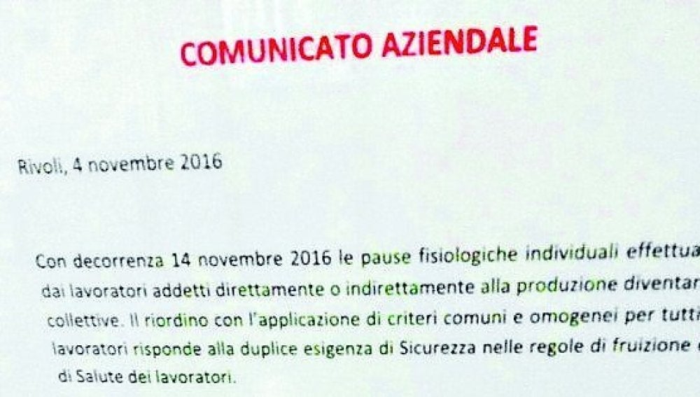 Comunicado oficial de la empresa