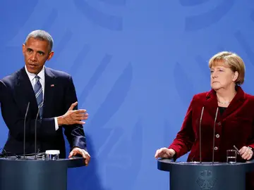 Obama y Merkel en rueda de prensa Obama y Merkel en rueda de prensa