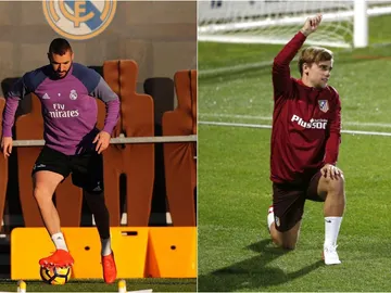 Benzema y Griezmann se entrenan Benzema y Griezmann se entrenan