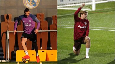 Benzema y Griezmann se entrenan con normalidad y tienen casi asegurada su presencia en el derbi