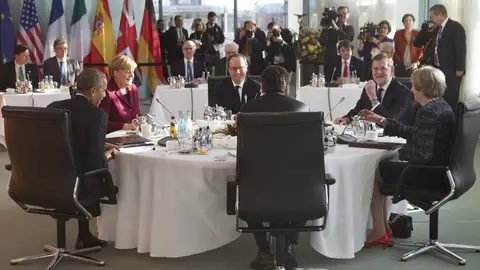 Los líderes europeos con Barack Obama Los líderes europeos con Barack Obama