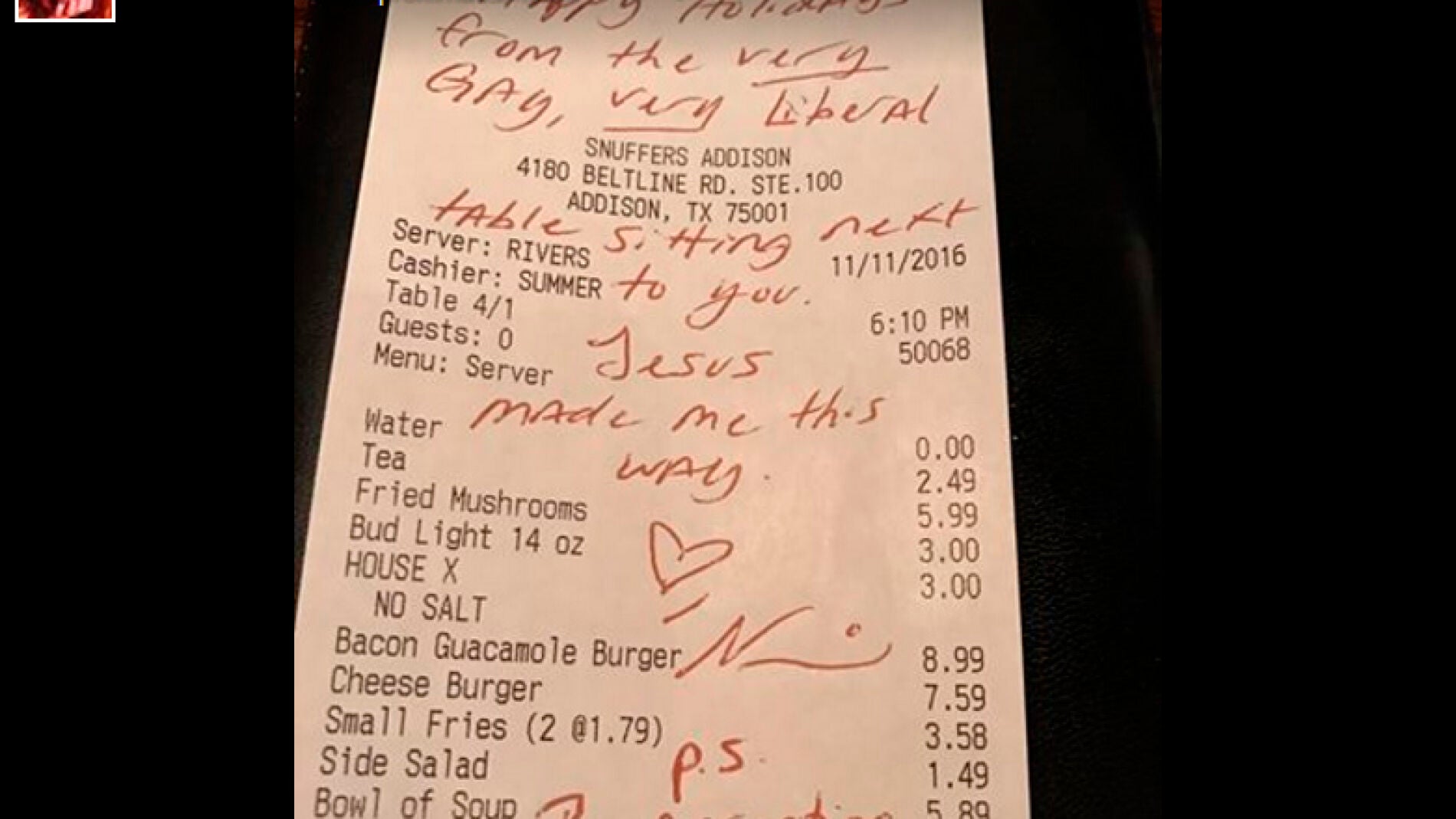 Mensaje en la factura