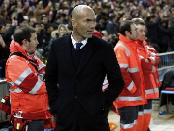Zinedine Zidane, en el partido ante el Atlético de Madrid