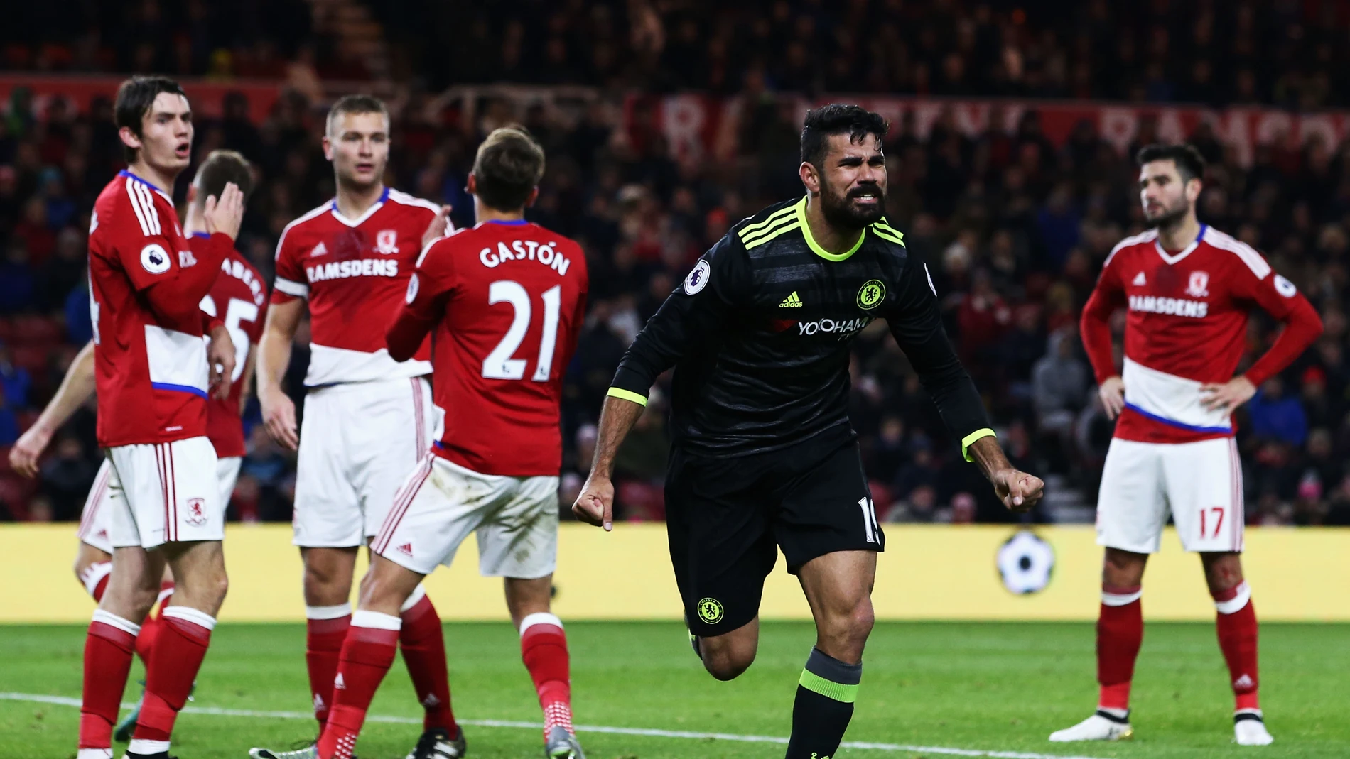 Diego Costa celebra su gol ante el Middlesbrough Diego Costa celebra su gol ante el Middlesbrough