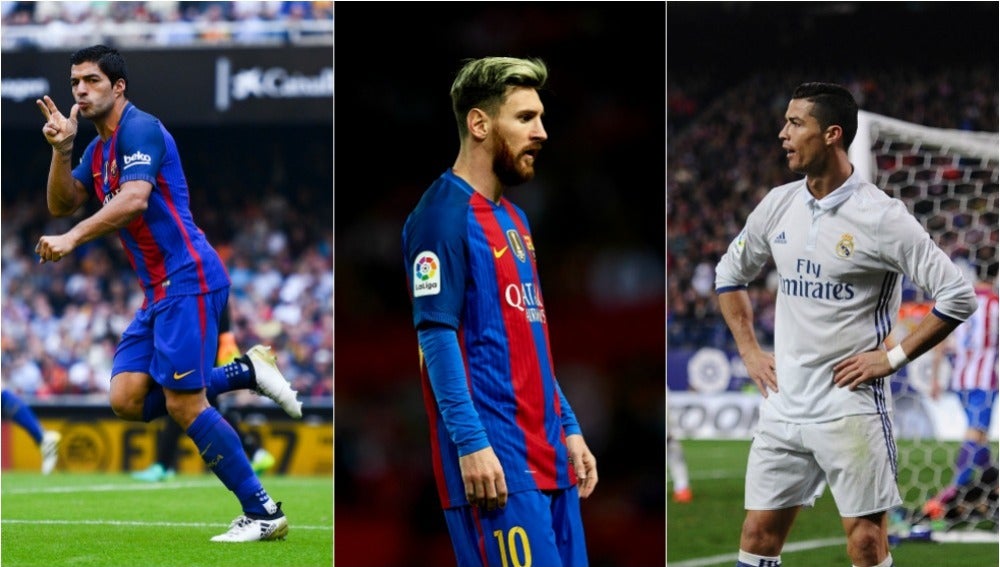 La lucha por el Pichichi, entre Suárez, Messi y Cristiano