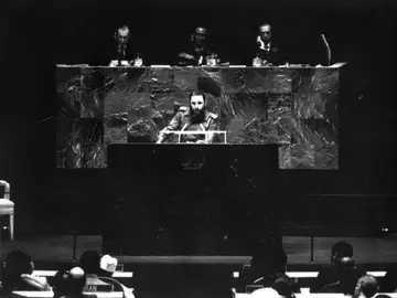 Fidel Castro durante su discurso ante la Asamblea General de las Naciones Unidas Fidel Castro durante su discurso ante la Asamblea General de las Naciones Unidas