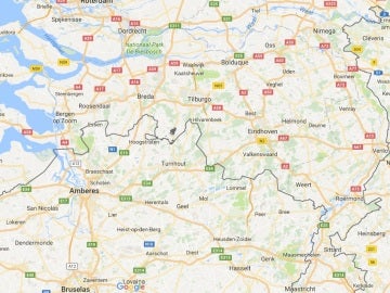 Mapa de la frontera entre Holanda y Bélgica