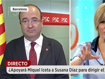 Miquel Iceta, durante una entrevista en Espejo Público Miquel Iceta, durante una entrevista en Espejo Público