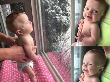 Clara Ray mira la nieve por primera vez 