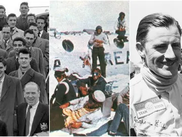 El United de 1958, los integrantes del equipo uruguayo de rugby 'Old Christians' y Graham Hill El United de 1958, los integrantes del equipo uruguayo de rugby 'Old Christians' y Graham Hill