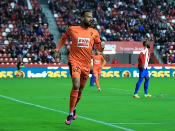 'Bebé' celebra su gol contra el Sporting 'Bebé' celebra su gol contra el Sporting