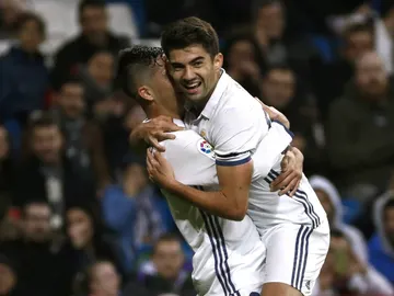 Enzo Zidane celebra un gol Enzo Zidane celebra un gol