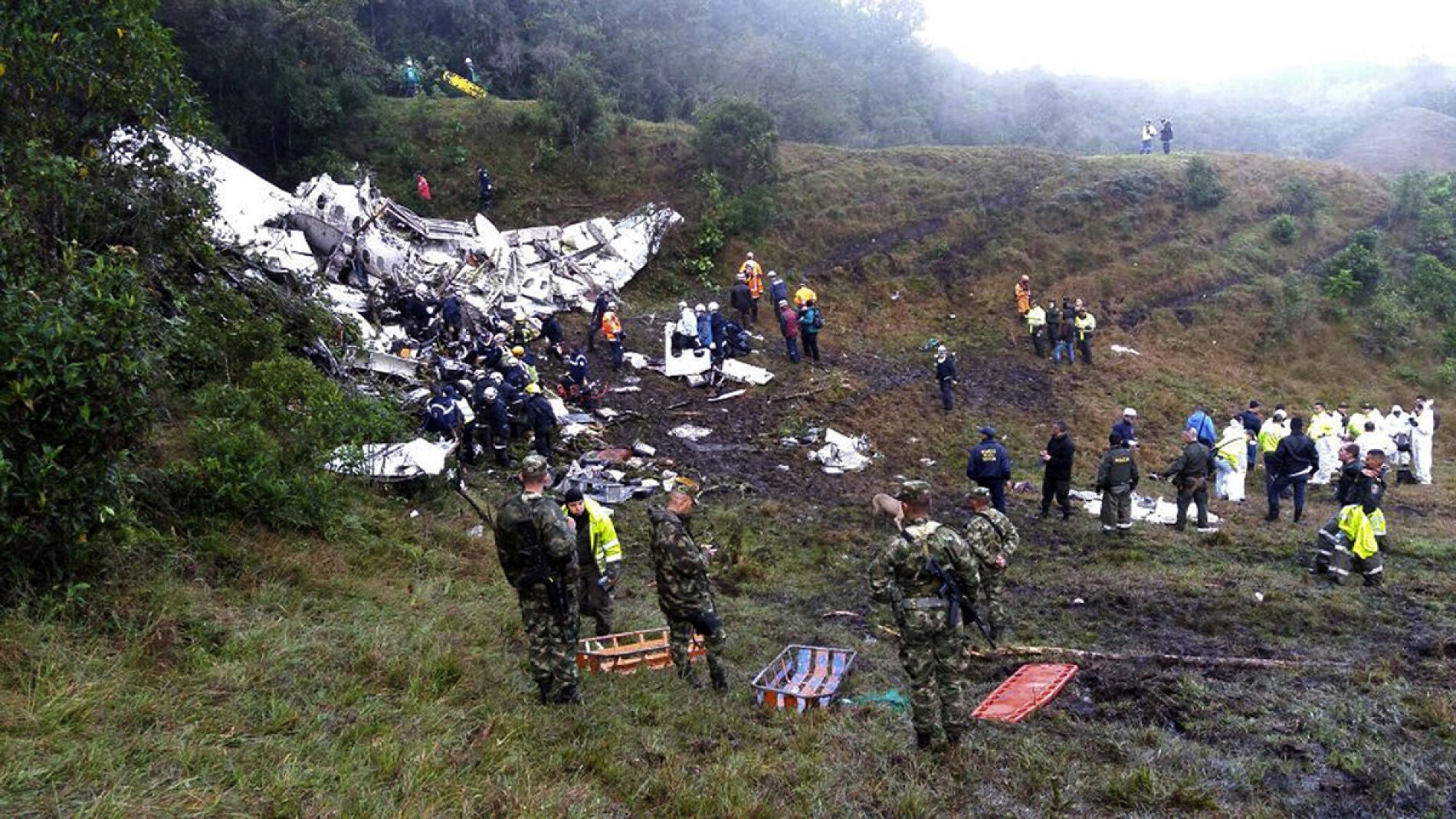 Restos del accidente de avi&oacute;n del Chapecoense