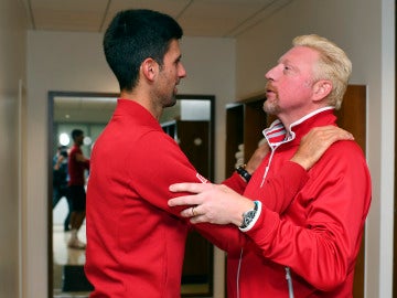 Djokovic y Becker, antes de un partido