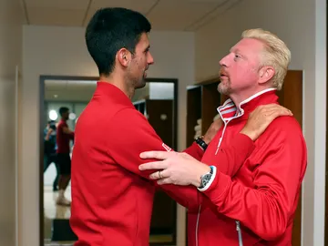 Djokovic y Becker, antes de un partido Djokovic y Becker, antes de un partido