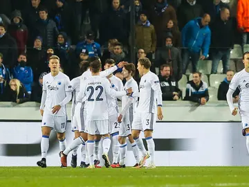 Los jugadores del Copenhague celebrando un gol Los jugadores del Copenhague celebrando un gol