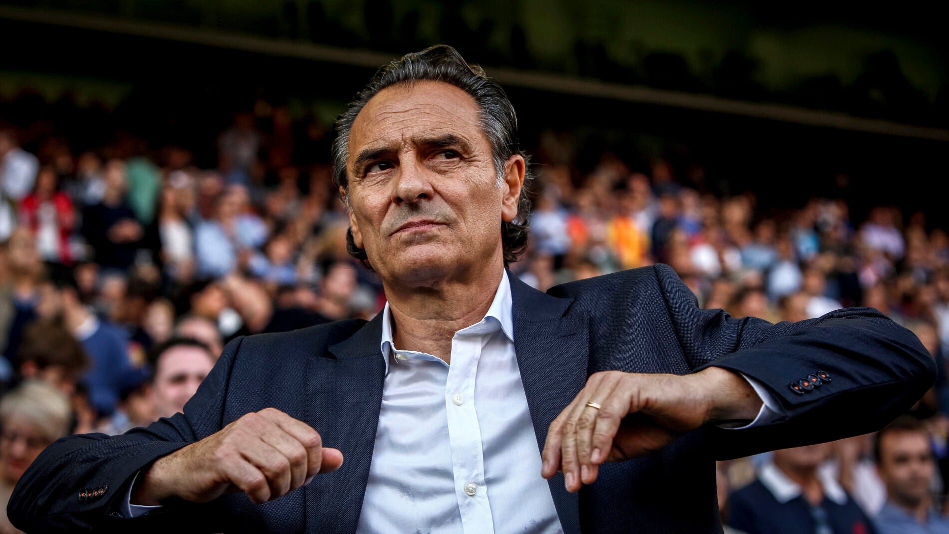 Cesare Prandelli, durante un encuentro con el Valencia