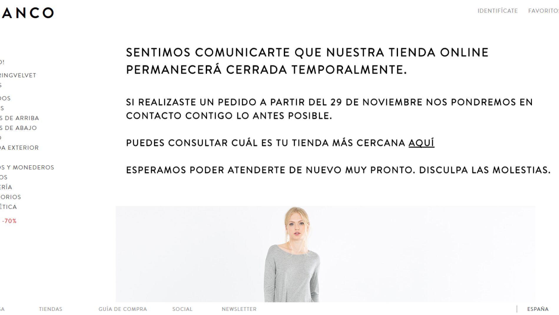 Cierran las tiendas de moda Blanco