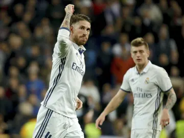 Sergio Ramos celebrando su gol frente al Deportivo Sergio Ramos celebrando su gol frente al Deportivo