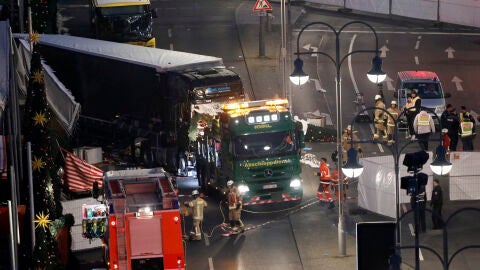 El cami&oacute;n en el lugar del ataque