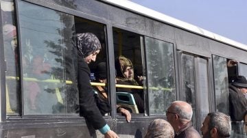 Autobuses saliendo de Alepo