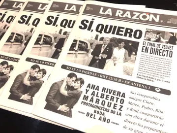La gran boda de Alberto y Ana en el final de 'Velvet', portada de 'La Razón' La gran boda de Alberto y Ana en el final de 'Velvet', portada de 'La Razón'
