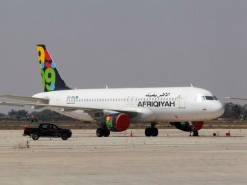 Un avión de la compañía Afriqiyah Airways