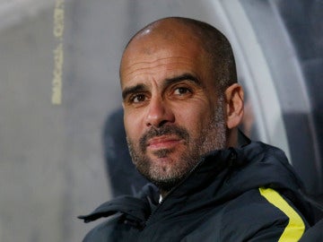 Pep Guardiola, durante un partido con el City