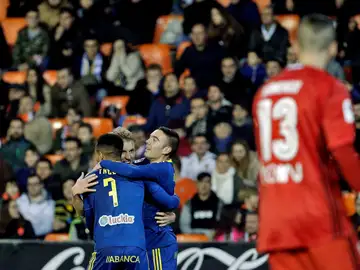 Los jugadores del Celta celebran un gol Los jugadores del Celta celebran un gol
