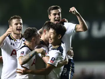 El Tottenham celebrando uno de sus goles El Tottenham celebrando uno de sus goles