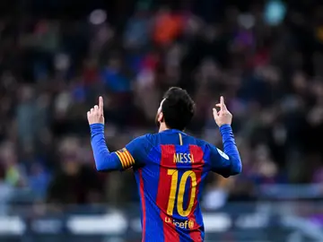 Leo Messi celebra su gol ante Las Palmas Leo Messi celebra su gol ante Las Palmas