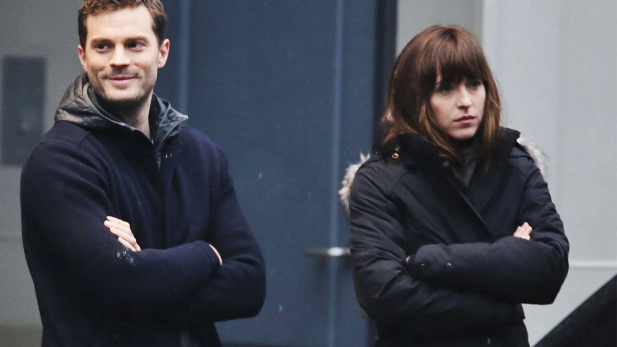 Jamie Dornan y Dakota Johnson en el rodaje de 'Cincuenta sombras más oscuras'