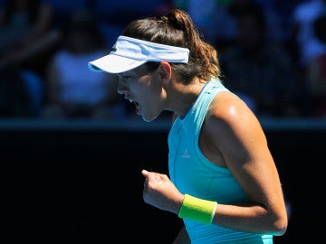 Muguruza celebra un punto contra Marina Erakovic