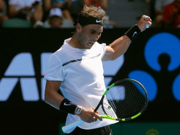 Rafa Nadal celebra su victoria ante Mayer