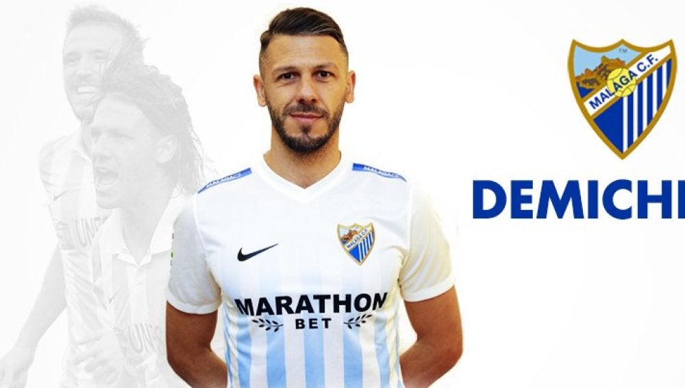 Martín Demichelis con la camiseta del Málaga