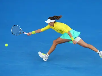 Garbiñe Muguruza, durante su partido contra Crawford Garbiñe Muguruza, durante su partido contra Crawford