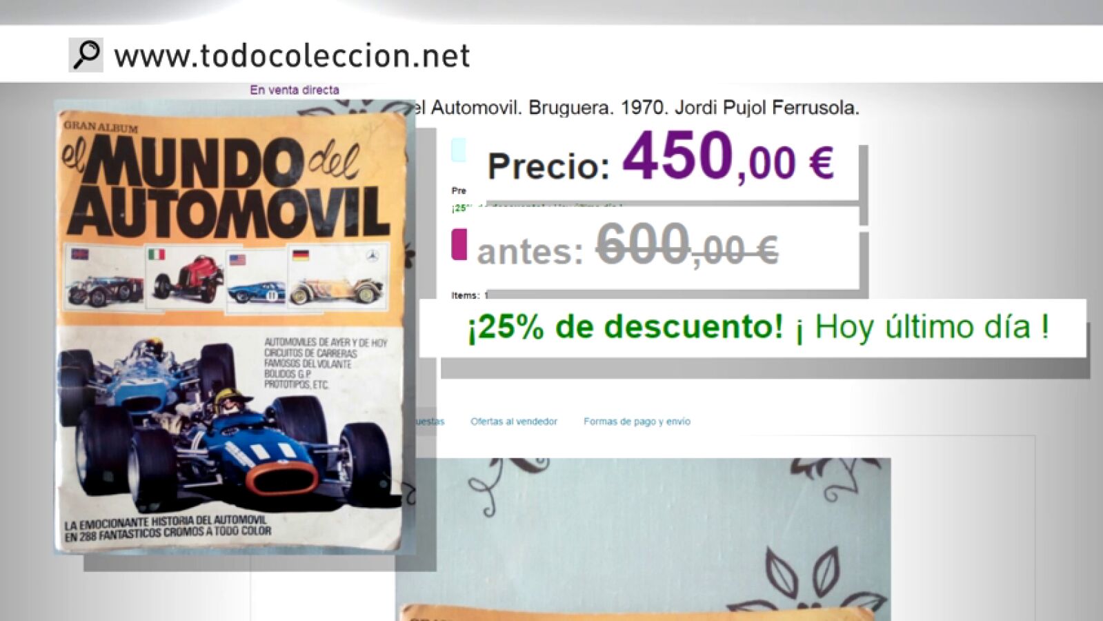 El álbum de cromos de coches de Jordi Pujol Ferrusola cuando era niño se vende por 450 euros