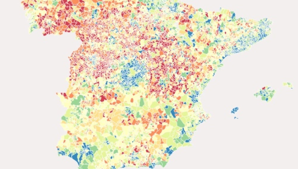 Mapa de población en España