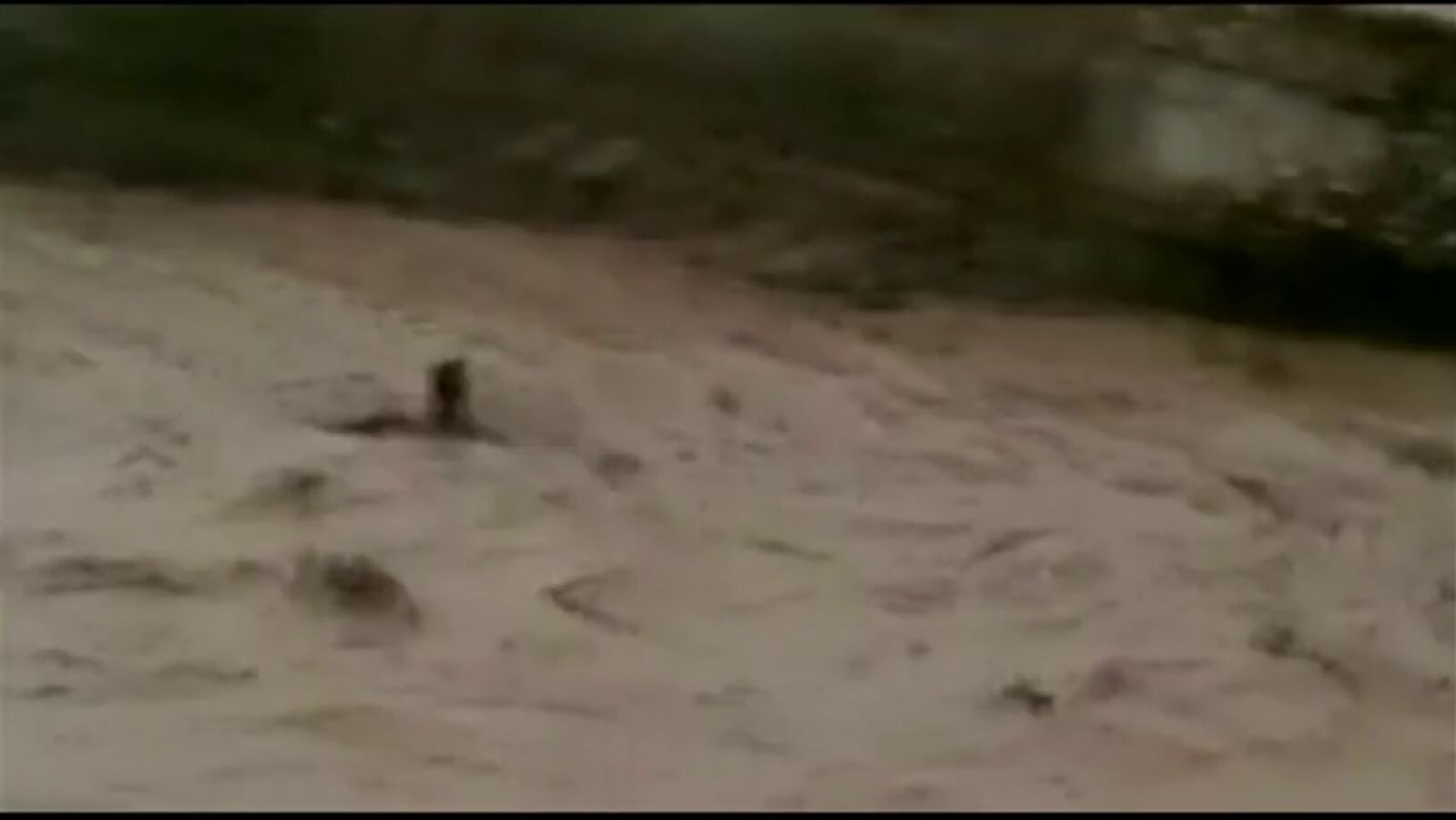 Las cámaras captan cómo el río desbordado se lleva a una persona