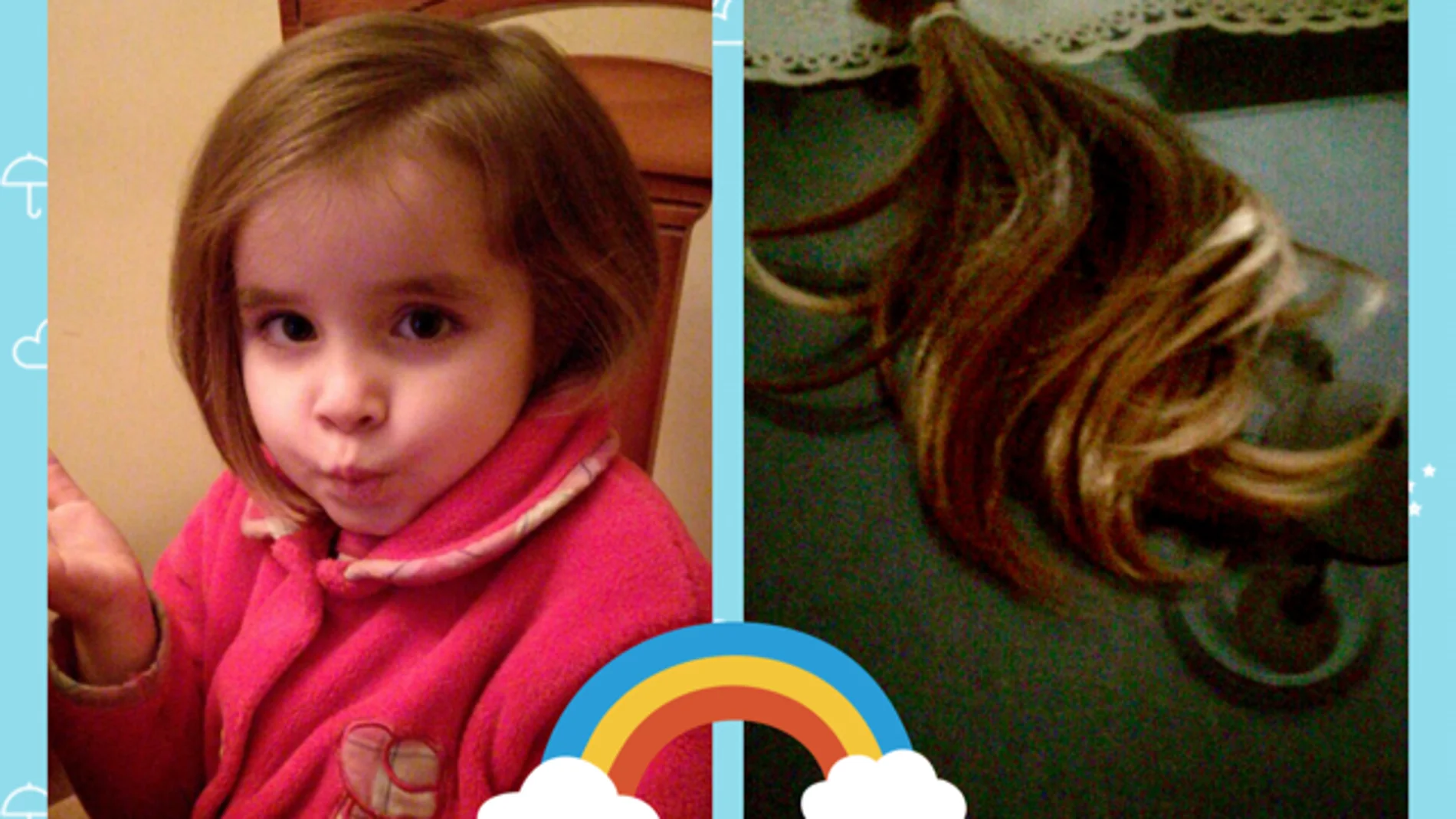 Alba Martínez tras haber donado su pelo Alba Martínez tras haber donado su pelo