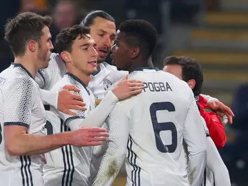 El Manchester United celebrando el gol de Pogba El Manchester United celebrando el gol de Pogba
